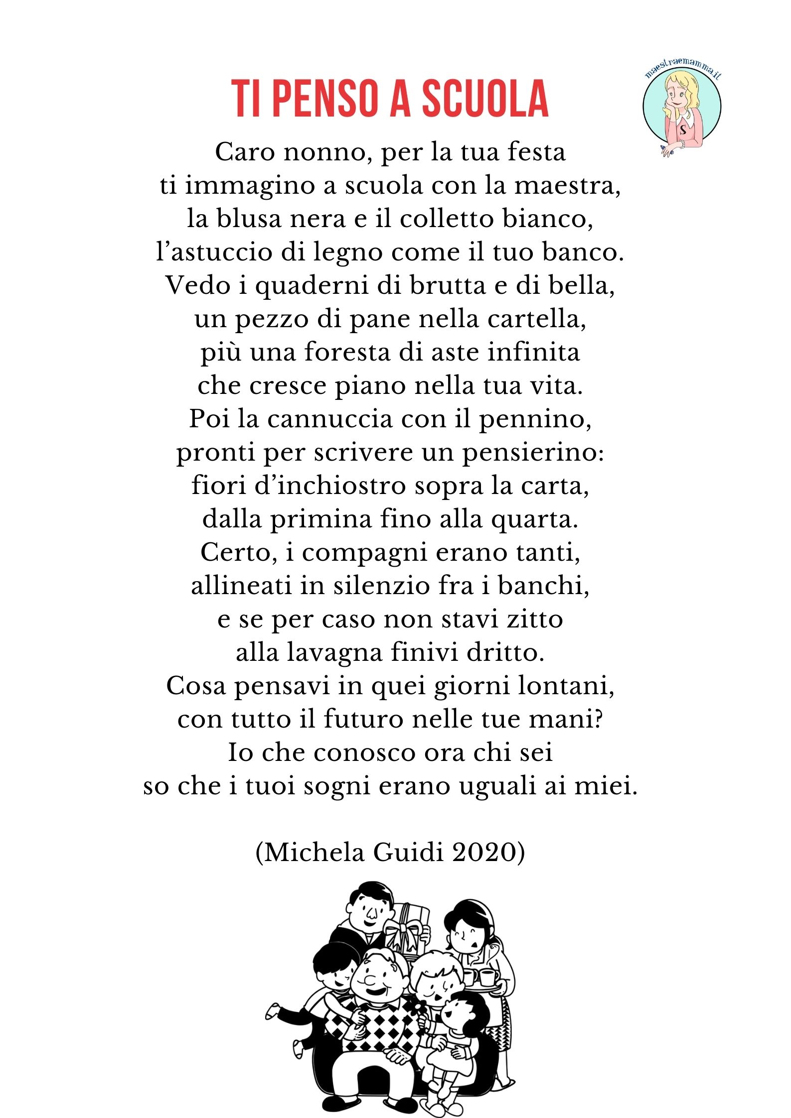 TI PENSO A SCUOLA – poesia di Michela Guidi per la festa dei nonni
