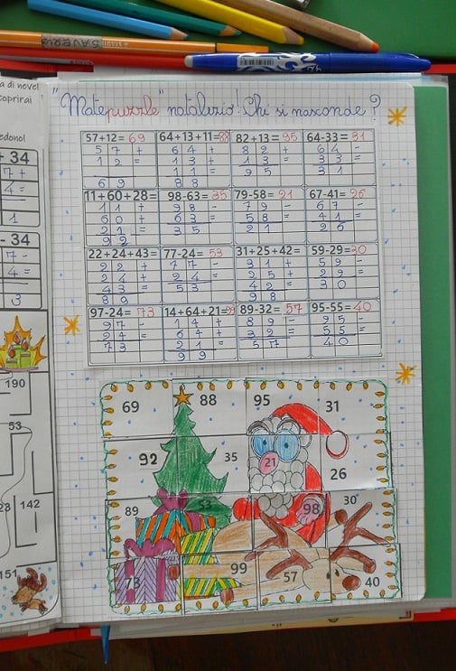 Schede e attività didattiche di matematica per scuola primaria - classe seconda a tema natalizio