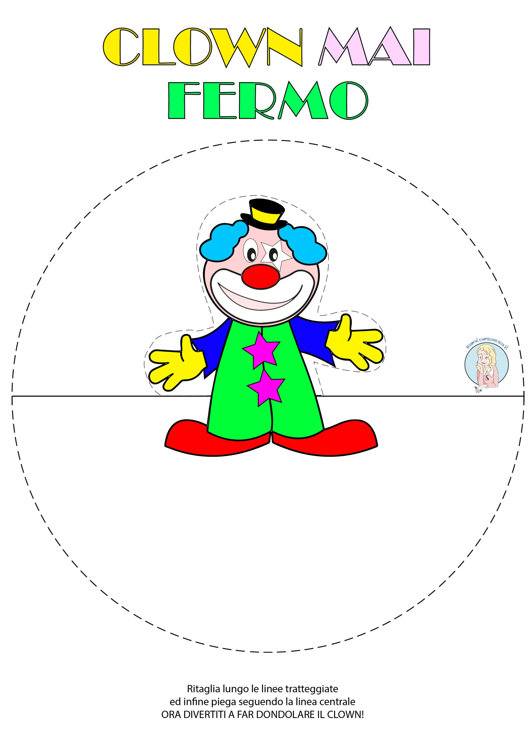 Lavoretto per Carnevale semplice per bambini: clown che dondola pagliaccio