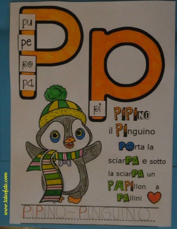 idea attività per la scuola primaria classe prima ideato dalla maestra Pilly Pilly per presentare la consonante lettera P